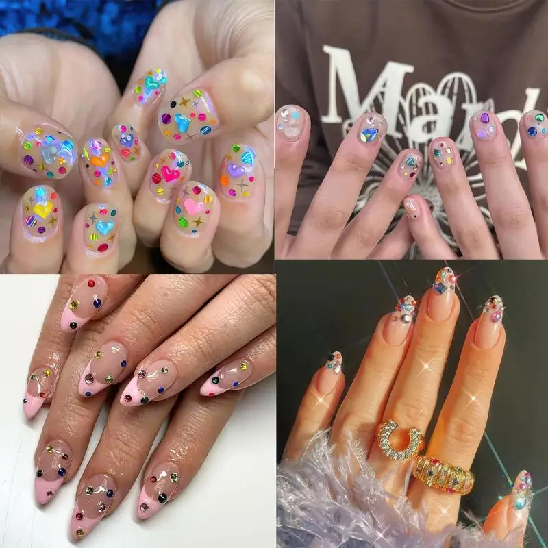 600/100 Stück Mini Nagel Strasssteine Bunte Nail Art Charms 3D Stern Nagel Diamanten Kristall Flatback Nagel Edelsteine Maniküre Zubehör – Detail 5