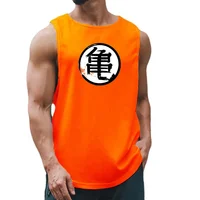 Japanese Anime Turtle Script Printed Summer Fitness Sports Tank Tops Men Gym Clothing Workout Sleeveles Shirt Loose Running Vest 1