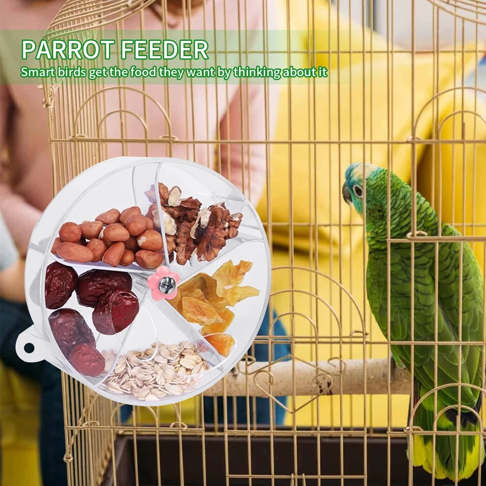 1pc Acrylic Interactive Parrot Toy Rotating Treat Dispenser for Pet Parrot Bird Cage Decoration Mental Stimulation Entertainment 4