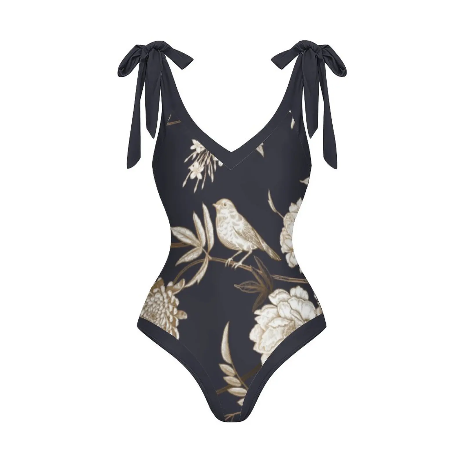 V Neck Women's Swimwear Printed Beachwear 1 Pieces Swimsuit and Cover Up Sports Bathing Suits Backless Sexy / New 2023