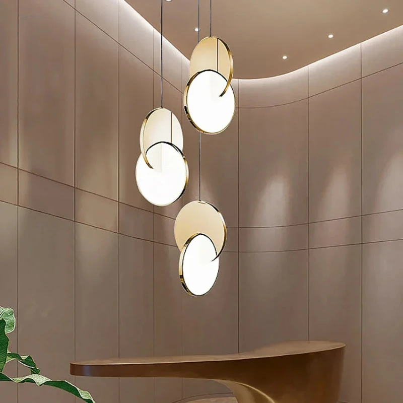 

Скандинавская люстра золотого и серебряного цвета Eclipse, креативный дизайнерский подвесной светильник для столовой, бара, стола, освещение для сна и кровати, осветительные приборы