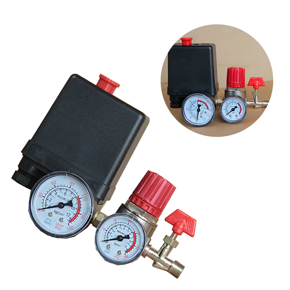 

Professional 4 Holes Durable Air Compressor Pump Pressure Control with Gauges Regulator