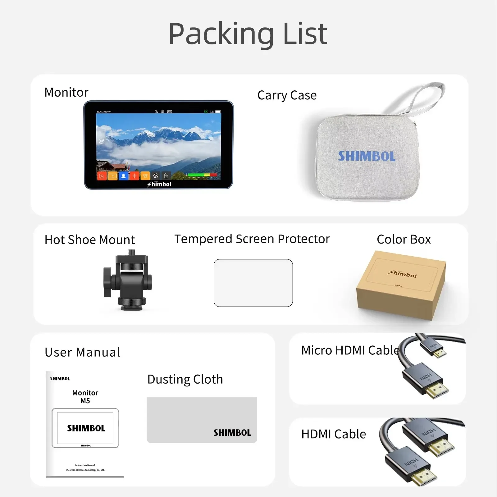 Shimbol M5 5.5 Inch On Camera Monitor 1200nit Ultra Bright Full HD Screen 4K30 3D LUT HDMI-Compatibled Camera Field Monitor