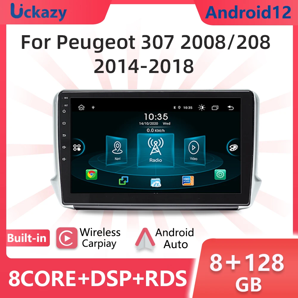 Autoradio 1 Din Android 12 Autoradio Per Peugeot 2008 Serie 208 2012-2018 Radio Multimedia Audio Lettore Gps Navigazione Carplay