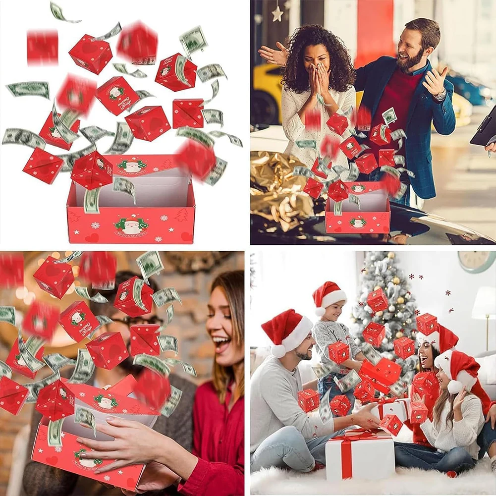 Surprise Gift Box Explosion for Money DIY Folding Pop Up Bounce Box Christmas Boxes Cash Money Gift Boxes for Christmas Presents