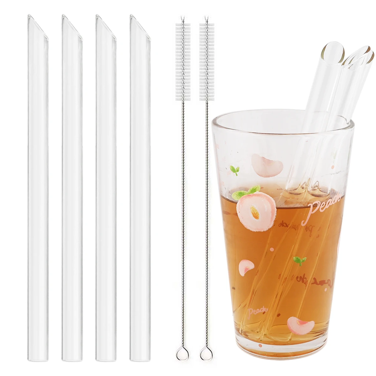 

High Borosilicate Glass Straw Set Reusable Straw 12mm Wide Smoothie Straw for Bubble Tea Milkshakes Drinking for Bar Accessories