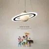 New Children'S Planet Earth Pendant Lamp For Boys Room Living Room Acrylic Space Star Astronaut Led Hanging Light Indoor Decor 1