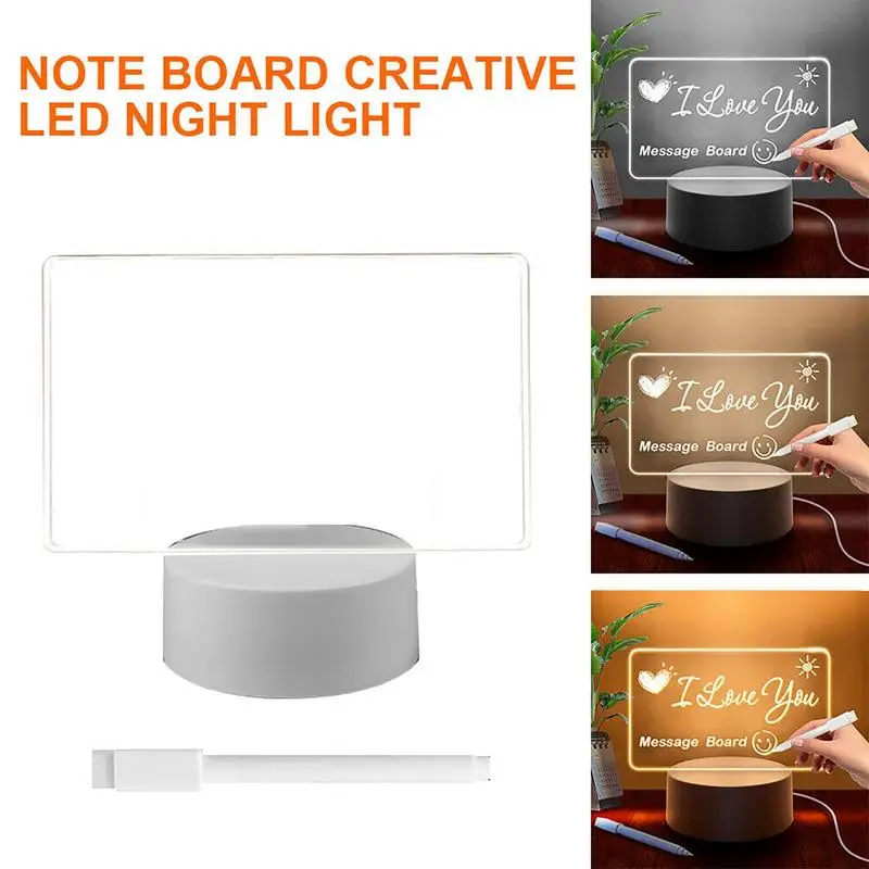 Acrylic Dry Erase Board With Light Desktop Note Board With Pen Soft Light Desk Lamp Wipeable And Rewritable Acrylic Dry Erase