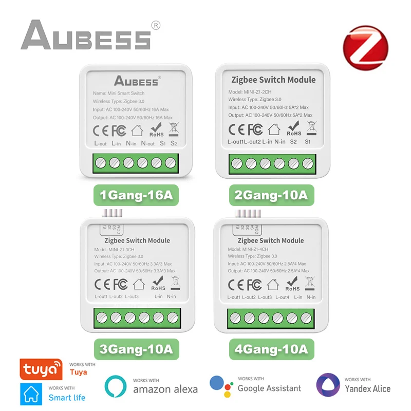 Tuya Zigbee-mini Switch Inteligente 16 10a Gang Controle Way Módulo de Automação Residencial Inteligente Vida Inteligente Via Alexa Google Home