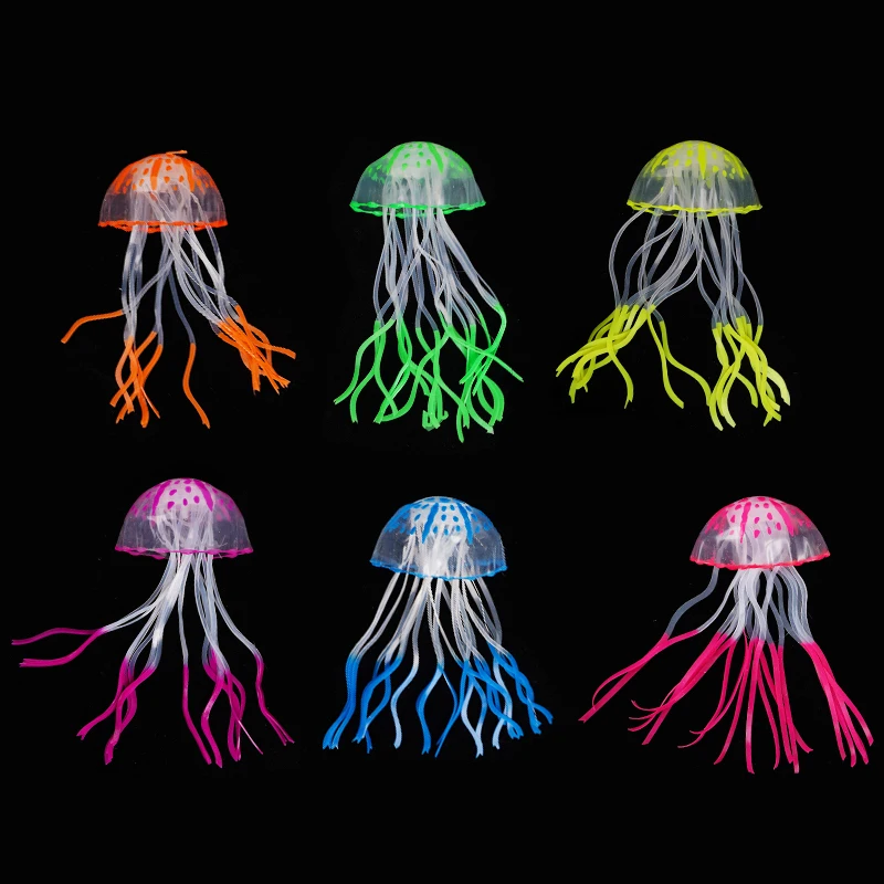 Aquarium Decoration Glowing Silicone Fake Jellyfish Artificial Ornaments Fish Tank Landscaping Accessories