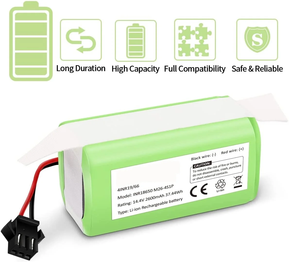 14.4V 2600mAh Li-ion Battery For Conga Excellence 950 990 1090 1790 Deebot  N79S N79 DN622 Eufy Robovac 11 11S 35C Amarey A800