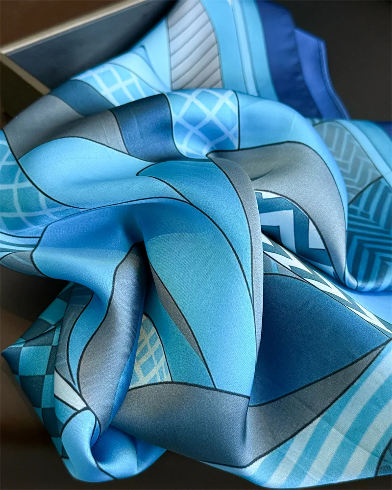 2026 neue Geometrie Druck Seide Quadrat Schals Frauen Schmücken Krawatten 70*70 cm Kopftuch Dame Sommer Hijab Weibliche halstuch Wraps – Detail 8