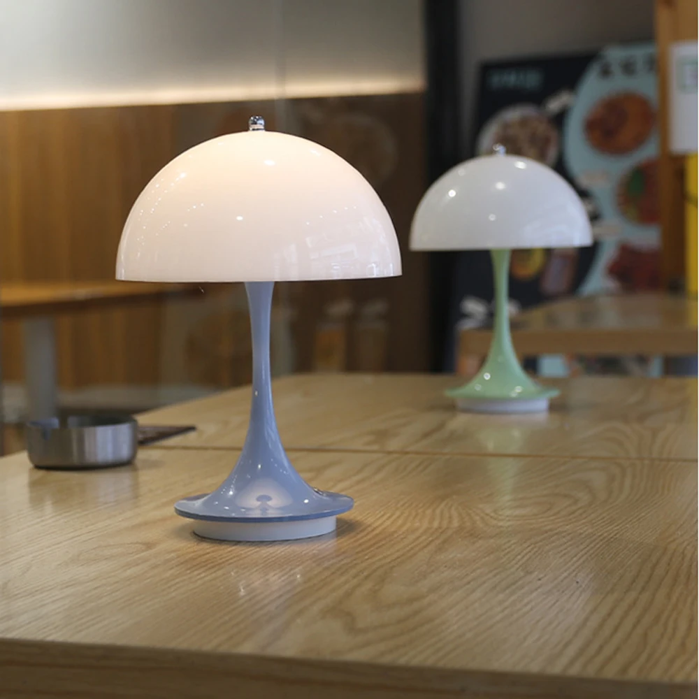 Led Bedroom Bedside Lamp Mushroom Rechargeable Desk Lamp Wireless Room Decor Night Light Touch Switch Atmosphere Usb Table