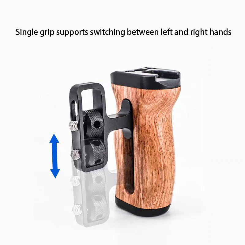 Universal Cage Grip Wooden Left Right Side Handle for Sony Canon Nikon Panasonic Camera Video Support Cold Shoe Handgrip Movable gimbal handgrip