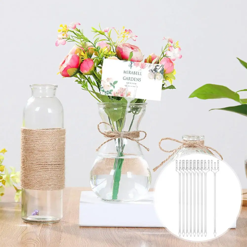 Lightweight 100Pcs Unique 3-fork Head Card Holder Centerpiece Cake Topper Stick Eco-friendly Flower Stick Exquisite for Party