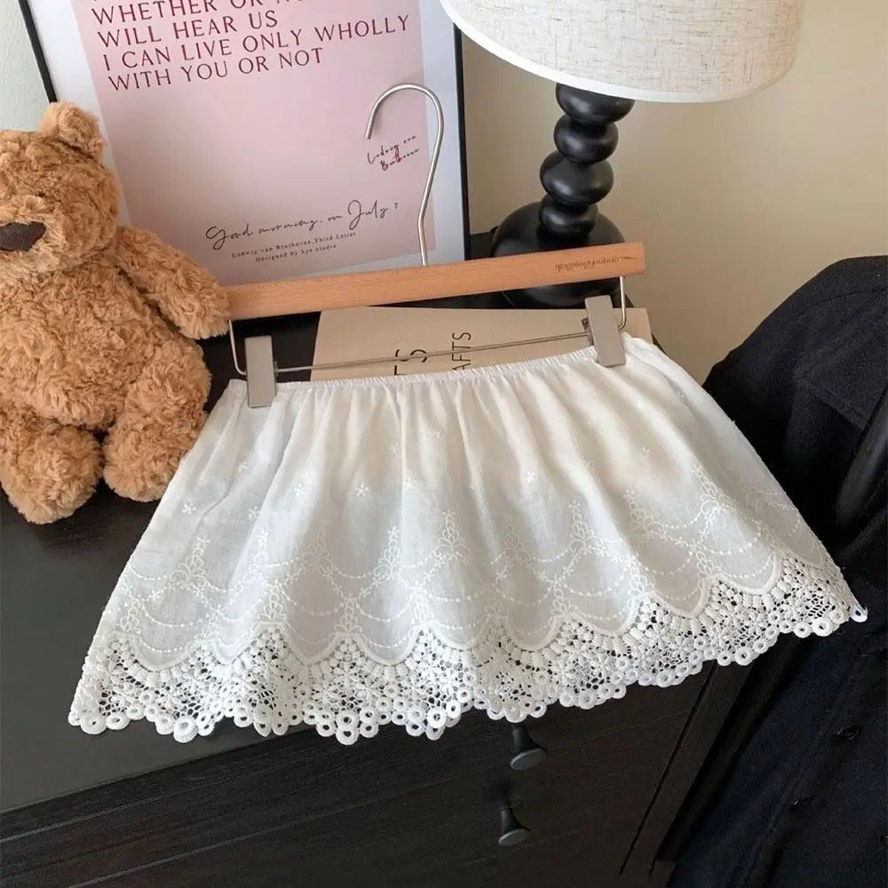 Fashion Korean Style All-match Flower Lace Gauze Skirt Y2k Streetwear Elastic Waist Apron Wrap Skirt Short Bottoming Women