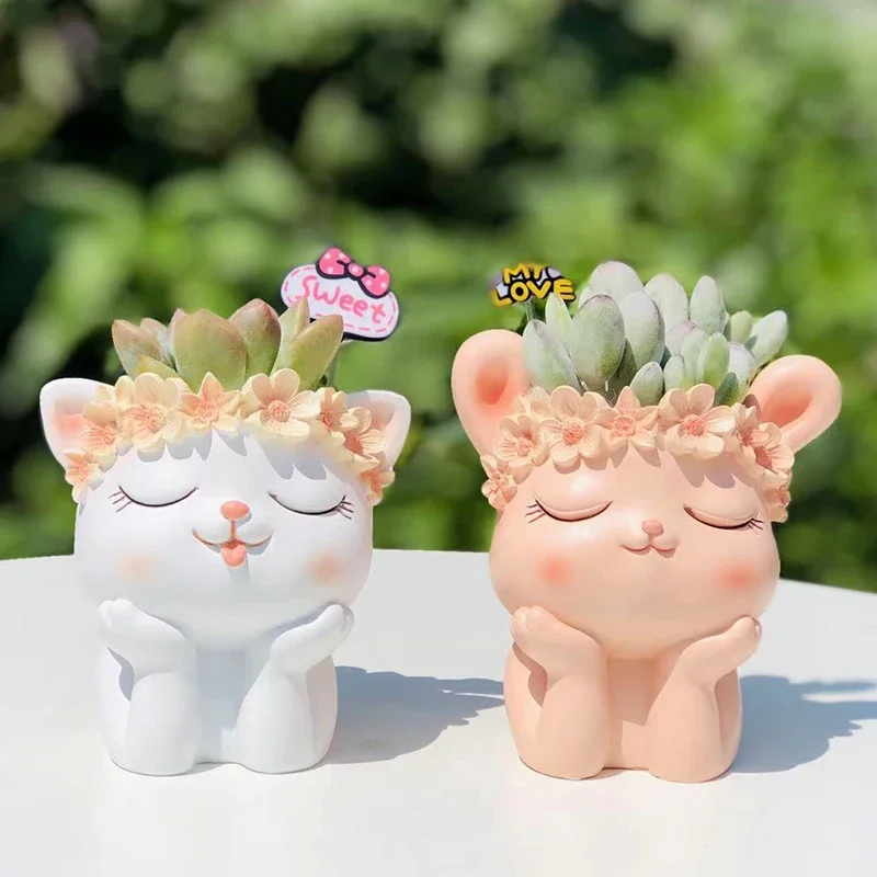 Cute Animal Planter for Succulents Air Plants Funny Flower Pots Fairy  Garden Decor Figurines Pencil Holder Home Table Decoration - AliExpress 15