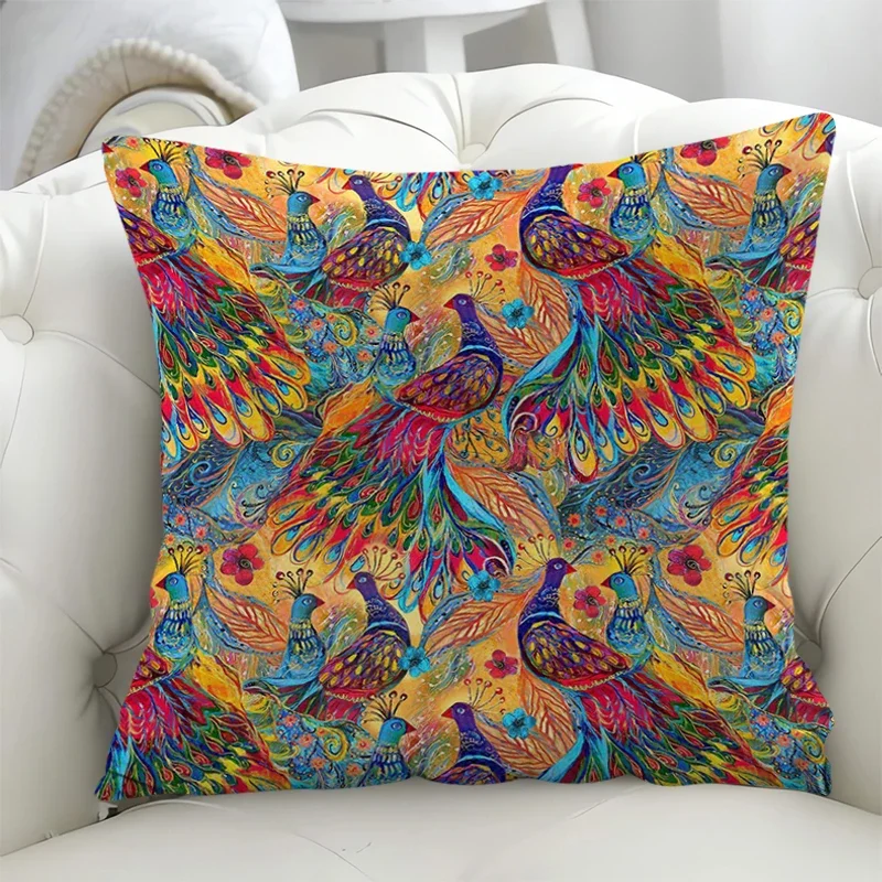 

Pillowcase Cushions Peacock Feather of Modern Sofa Cover for Living Room Cushions Double-sided Printing Decorative Decor 40x40