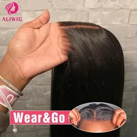 Wear Go Glueless Wig 30 34 Inch Bone Straight 13x6 HD Lace Frontal Wig Human Hair Pre plucked 7x5 Transparent HD Lace Front Wig 1