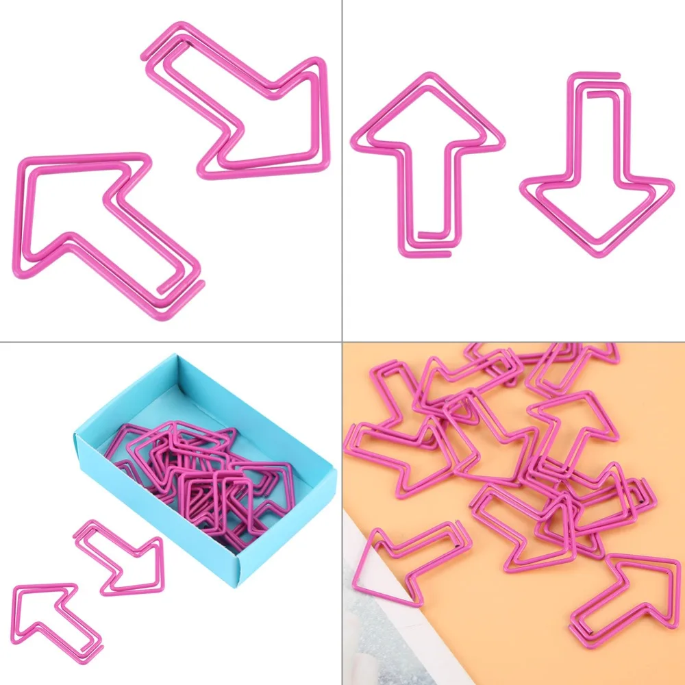 12pccs 화살표 모양 화살표 종이 클립 금속 종이 클립 소형 종이 클립 플라스틱 코팅 플래너 클립 문서 정리