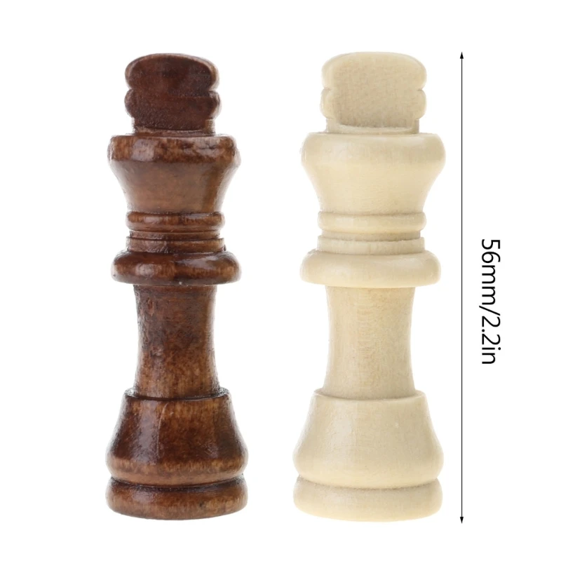 32Pcs/lot Wooden International Chess Pieces with No Board, Portable Chess Pieces Replacement Tournament Set