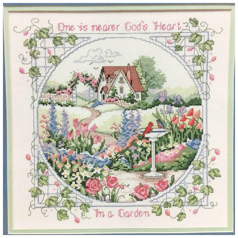 Gold Series Counted Cross Stitch Kits Embroidered Home Decoration Peaceful Garden House and Flower DIM 13543