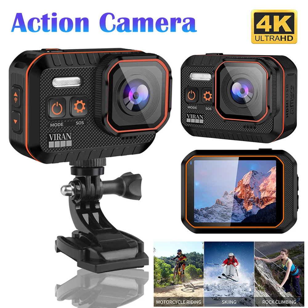 WIFI 액션 카메라 방수 전자 이미지 안정화 액션 비디오 캠, 야외 스포츠용, 2 인치 IPS 스크린, 20MP, 4K, 60FPS