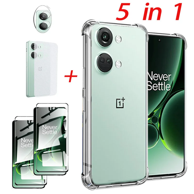 

5in1 Original smartphone Accessories For OnePlus North 3 Screen Protectot Cover OnePlus North 2 5G case anti Impact OnePlus 9R Tempered Glass OnePlus 10T Cover OnePlus 9 anti-shock case