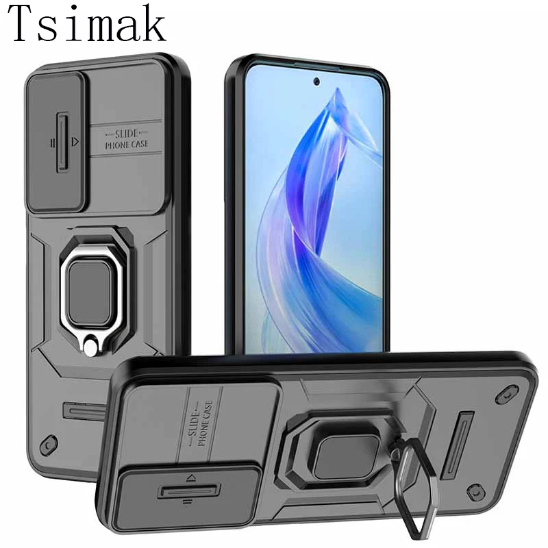 Slide Lens Camera Case For Honor 90 Lite Magic5 6 Honer90 Light X9A X9B Shockproof Armor Back Coque for Huawei Mate 60 Pro Cover