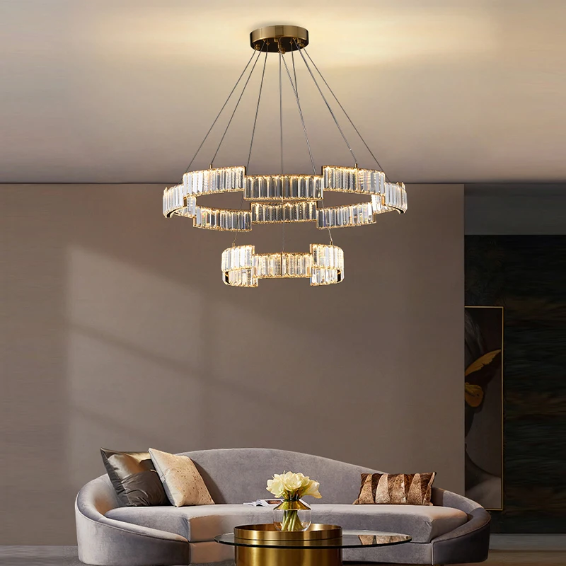 Modern Ring Lights Clear Glass Chandelier Hanging Lamps for