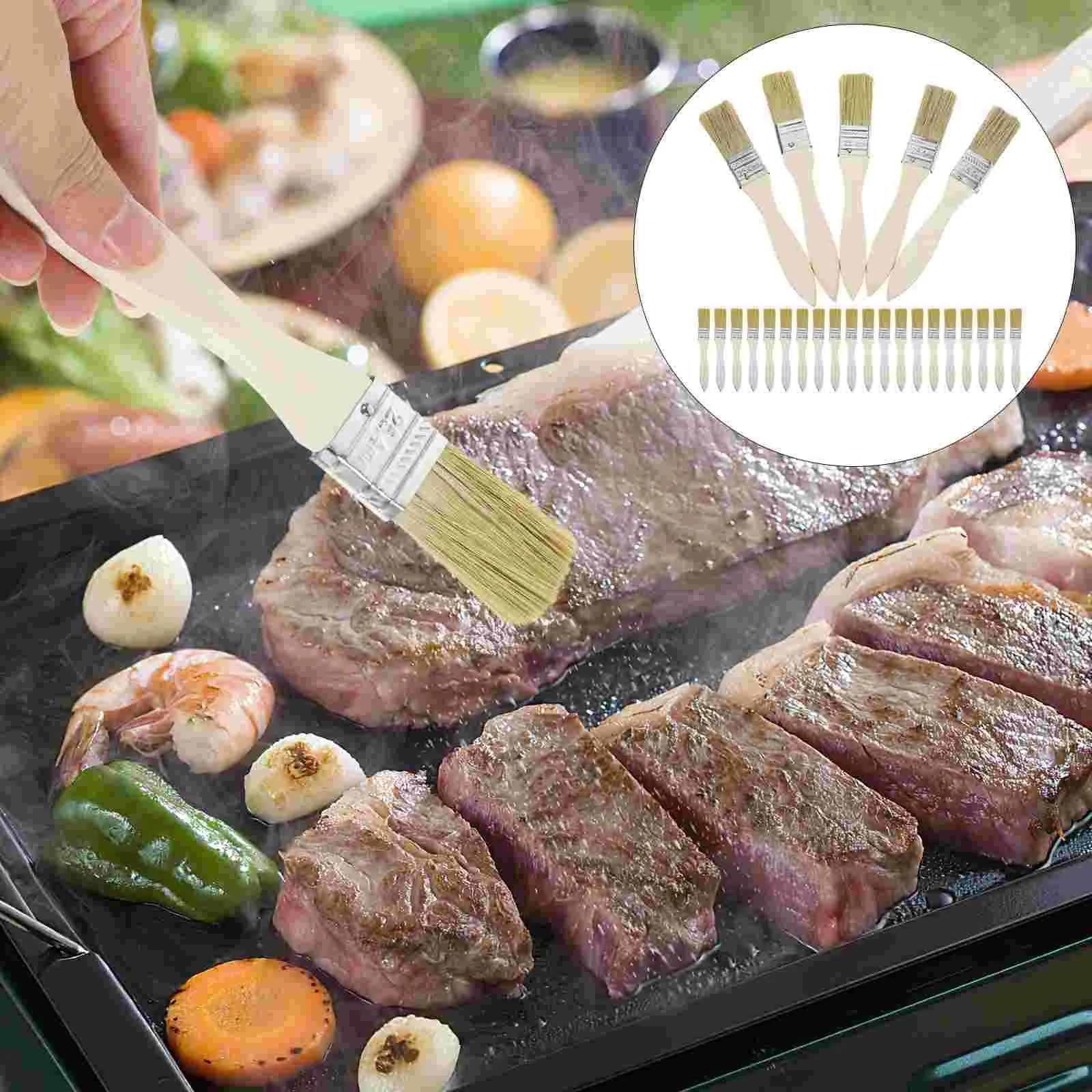 

36 Pcs Solid Wooden Brush Cleaning Basting Handle Oil Drawing Painting Chip Watercolor Household Food