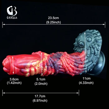 GEEBA Soft Long Silicone Dildo With Powerful Suction Cup Octopus Tentacle Texture Big Penis  Flexible Anal Toys Gay Sex Shop 6