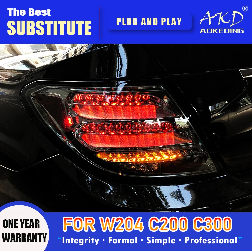 

AKD Tail Lamp for Benz W204 LED Tail Light 2007-2014 C180 C200 C260 Rear Fog Brake Turn Signal Automotive Accessories