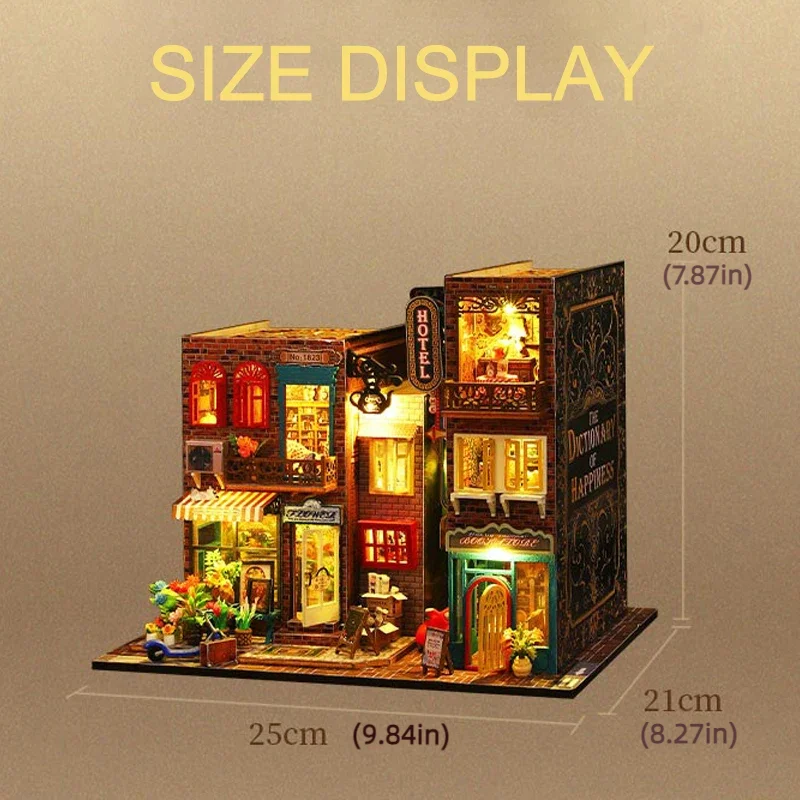 레트로 DIY 나무 호텔 인형 집 미니어처 키트, 가구 LED 조명, 홈 장식, 성인 수제 선물, 신제품