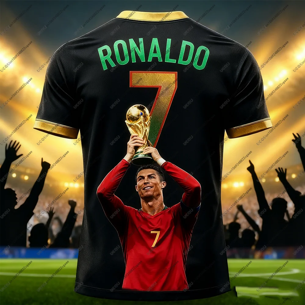 Men's Shiny Breathable Football Jersey T-Shirt On Model