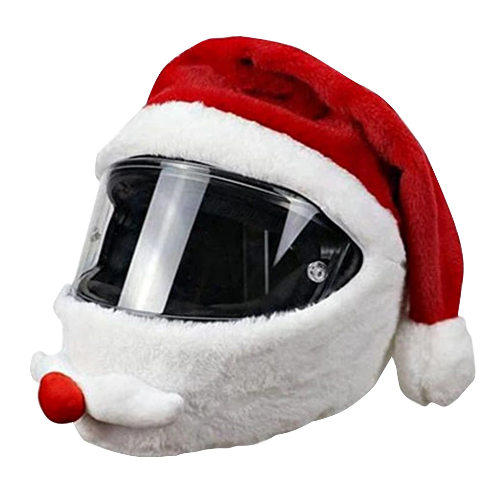 Elastic Christmas Santa Claus Plush Motorcycle Helmet Cover