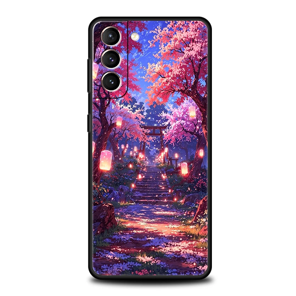 Japanese Temple & Cherry Blossoms Phone Case - Soft TPU