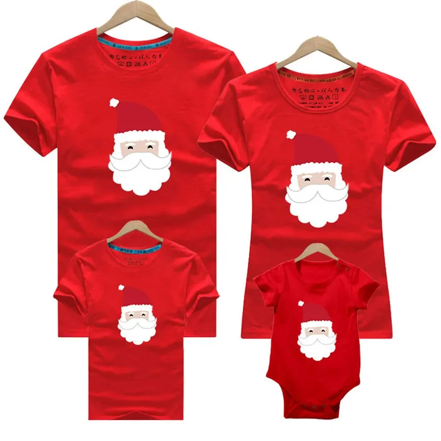 

Merry Christmas Family Matching T-shirt Mommy Daddy Daughter Son Clothes Santa print clothes