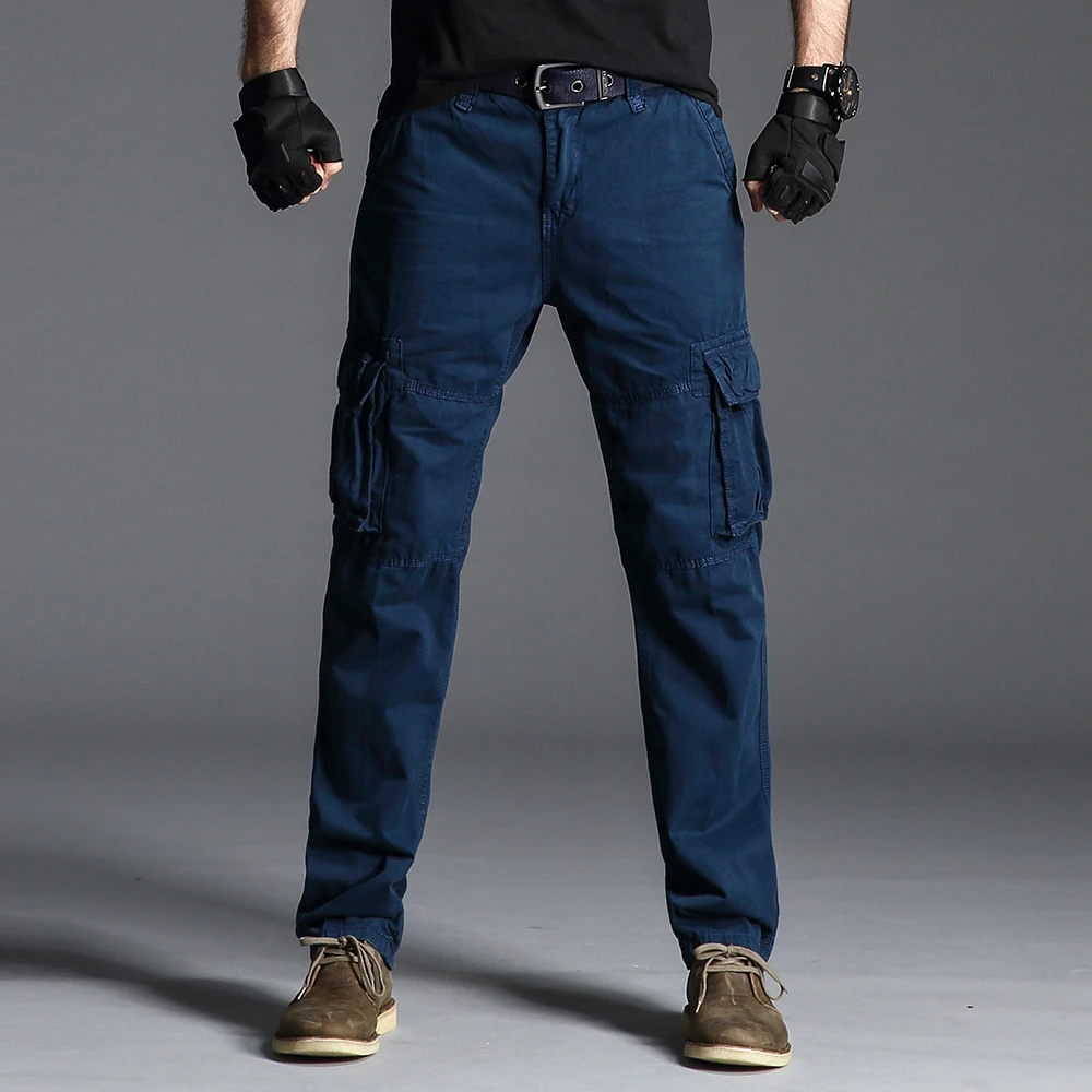 Blue Khakis Cotton Trousers Men 