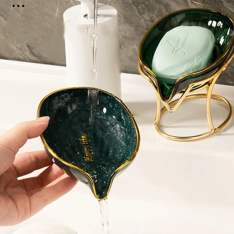 

Soap Dish Holder for Shower Wall Self Draining Bar Soap Holder Leaf Shape Decorative Plastic Soap Tray Saver Sponge Container