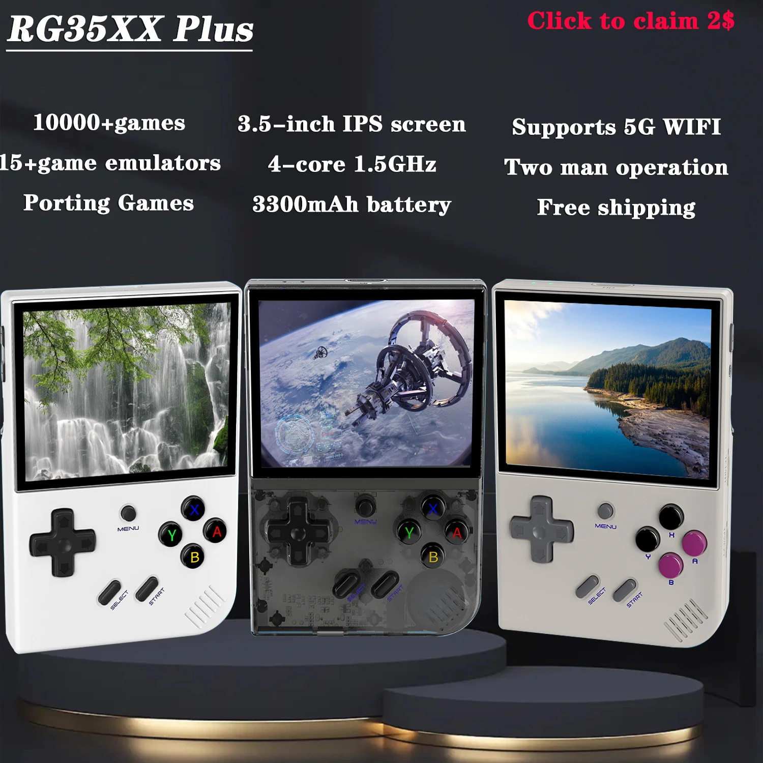 Miyoo Mini Plus handheld gameconsole met opbergtas, 3,5 inch open source retro gameconsole, ingebouwde 128G TF-kaart en 15.000 klassieke games, ondersteuning wifi