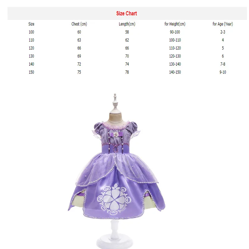 Princess sofia dress costume disfraz princesa sofia vestido princesa sofia  princesinha big flower vestido infantil meninas - AliExpress