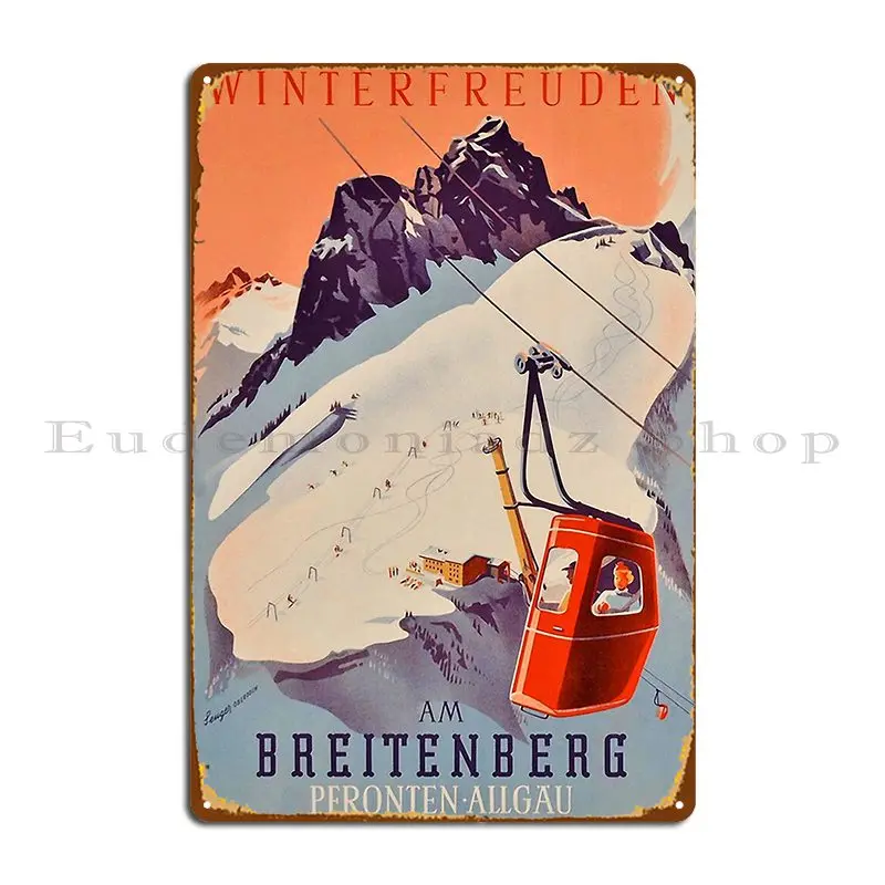 Vintage German Gondola Sport Ski Travel Poster Targa In Metallo Poster Garage Decorazione Cinema Crea Wall Decor Tin Sign Poster