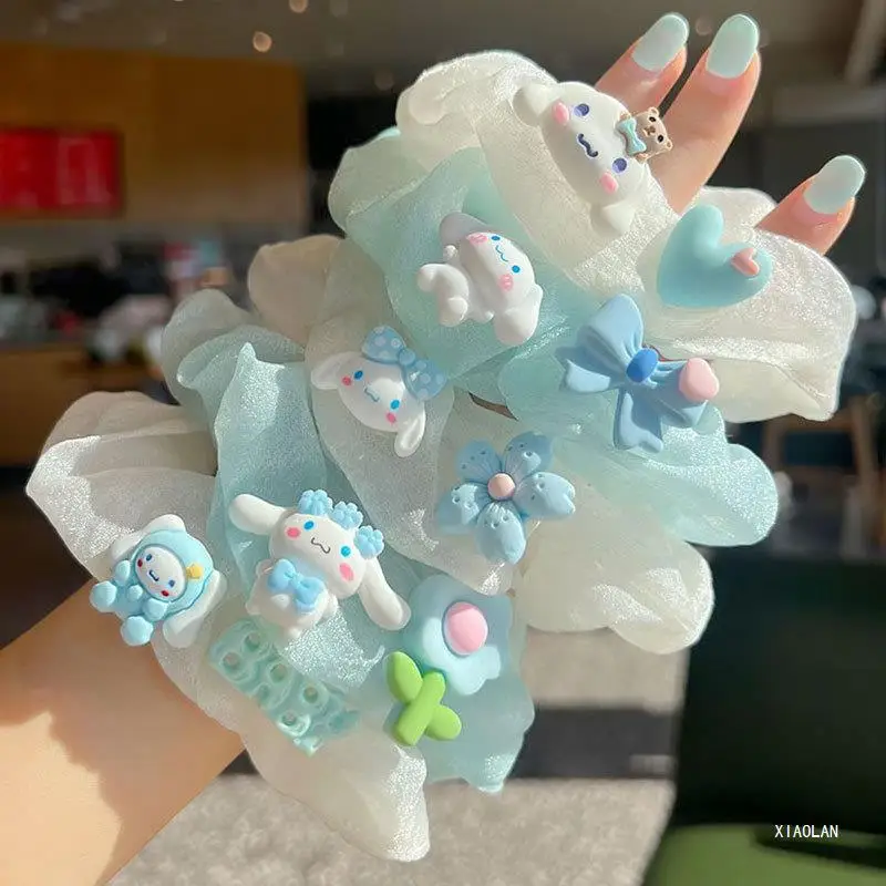 

Anime Sanrio Cinnamoroll Cute Cartoon Head Rope Hairring Kawaii Small Rubber Band Girls Sweet Gifts for Boyfriend Bracelet