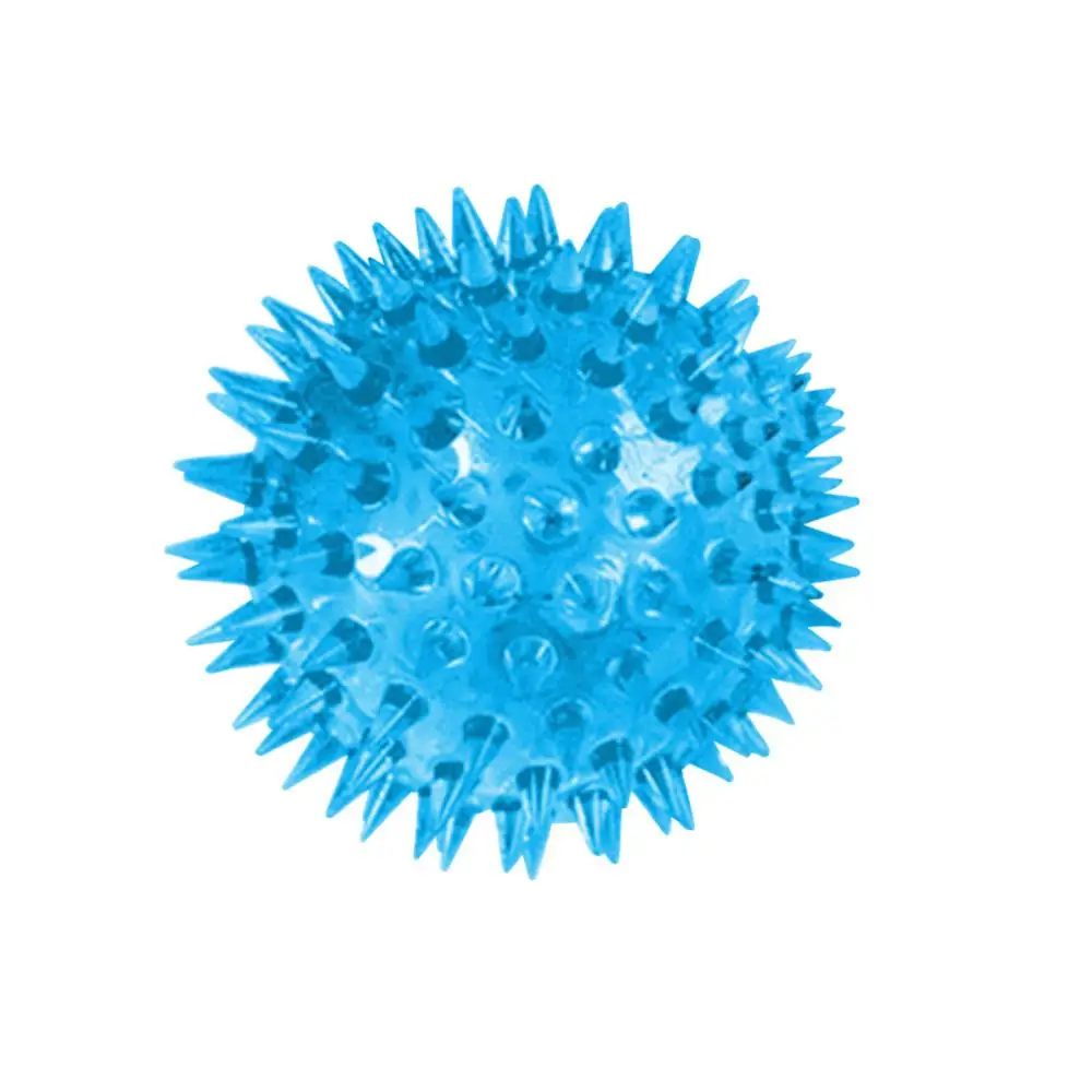 Portable LED Flashing Bounce Spike Massage Ball Stress Relief Kids Pet Gog Toy Inflatable Rubber Ball for Children Exercise