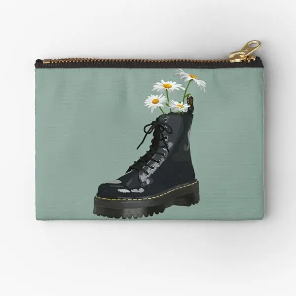Dr Martens Boot With Flowers Zipper Pouches Coin Pure Money Underwear Key Packaging Bag Socks Cosmetic Women Small Wallet