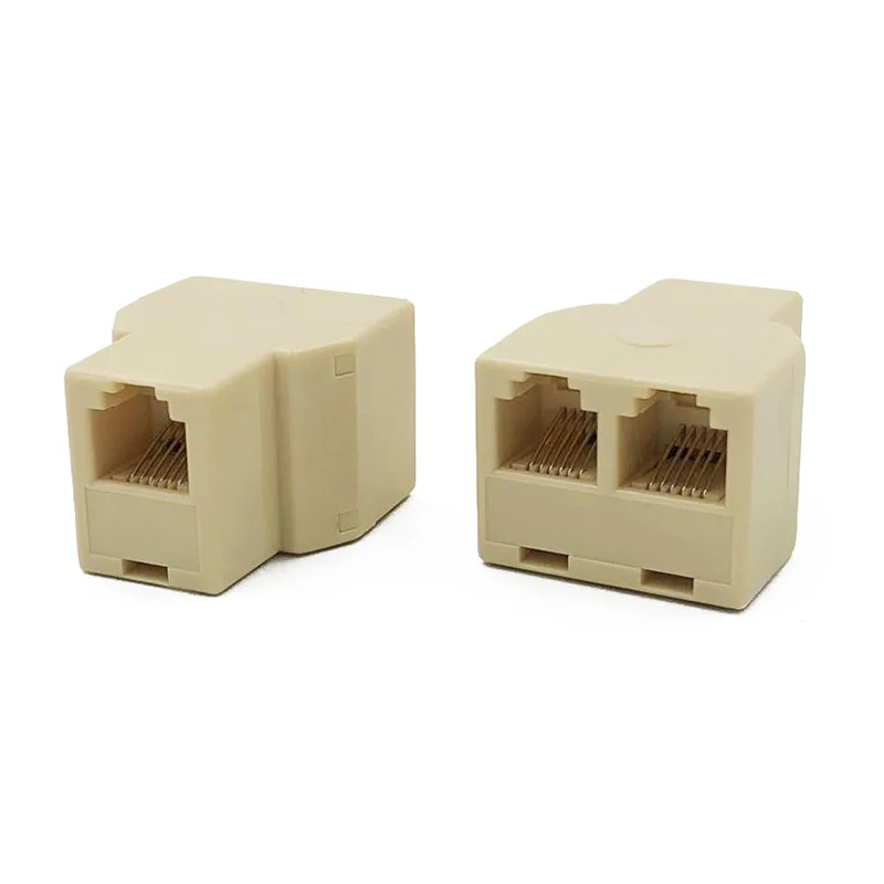 5PCS RJ12 6P6C Coupler 2 Way RJ11 Telephone Cable Splitter Adapter Suitable For Telephone 5pcs ethernet adapter lan cable extender splitter for internet connection cat5 rj45 splitter coupler contact modular plug