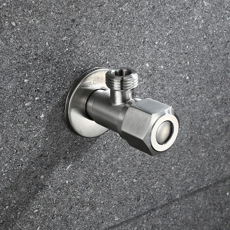 Angle Valve Baokemo Stainless Steel Bathroom Quick Opening Triangle Valve Faucet Accessories Two Way Angle Valve G1/2 Thread Water Inlet