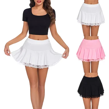 Womens Hoge Taille Geplooide Casual Sexy Mini Korte Rok Dance A-Line Rokken A-Line Student Plaid Geplooid Voor Vrouwen Kleding 1