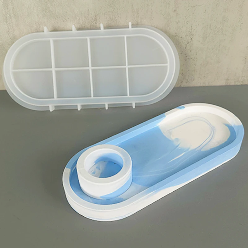 Silicone Mold Oval Storage Tray DIY Flower Pot Base